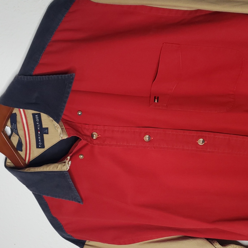 Vintage Tommy Hilfiger Cotton Wool Corduroy Colorblock Button Shirt Size L 90s - Picture 3 of 16